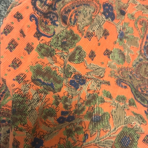 J. Peterman Vibrant corduroy Orange Paisley A-Line Skirt - Picture 4 of 5